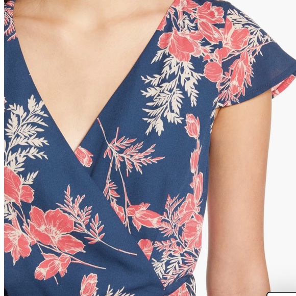 NWT Nordstrom Rowa floral midi lined dress 
Size medium navy blue,red and white - Picture 4 of 11